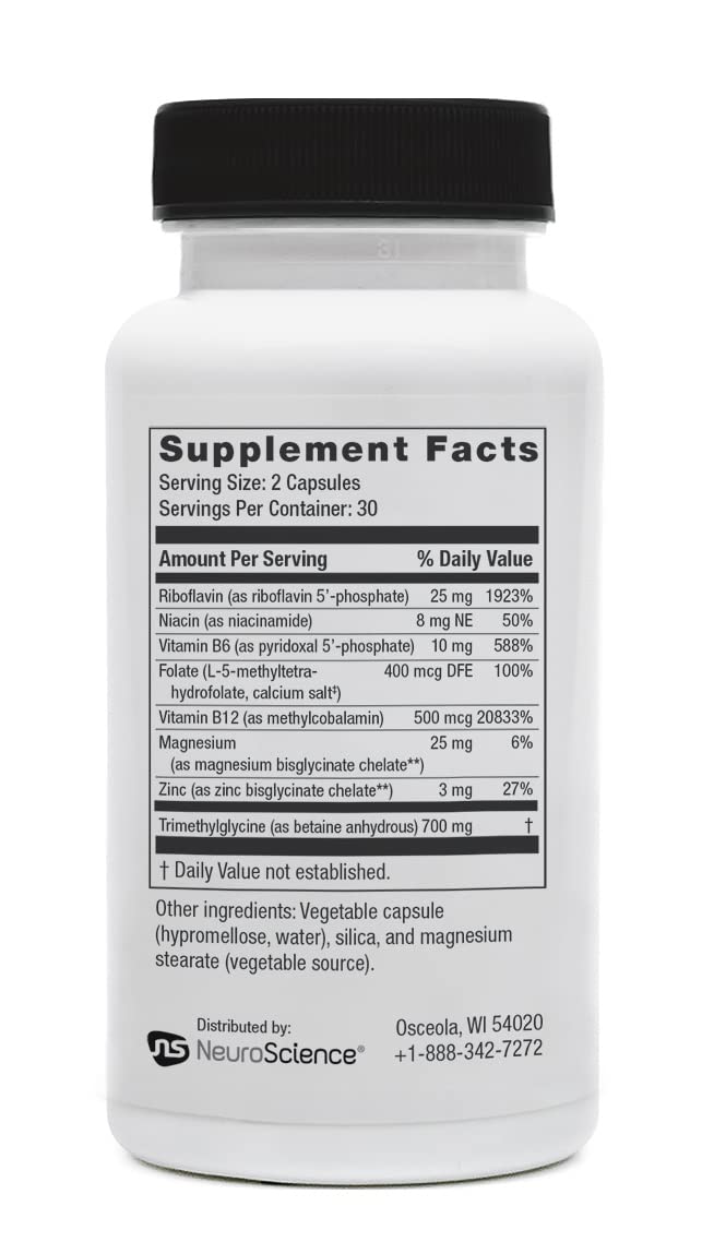 Neuroscience Methyl FMT L-Methylfolate Supplement, 60 ct | Balances Mood, Energy & Adrenal Stress Relief, Folate, B-Vitamins, Magnesium & Zinc