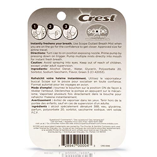 Crest Scope | Six 2-Pack of Mint Breath Mist Sprays (12 Total Sprays) - 0.24 Ounce (7mL) - Made in an FDA Audited USA Facility