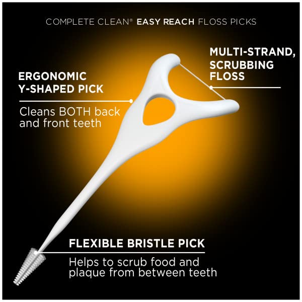 DenTek Complete Clean Easy Reach Floss Picks, Advanced Fluoride Coating, Mouthwash Blast Flavor, 75 ct. (Pack of 6) - BeesActive Australia