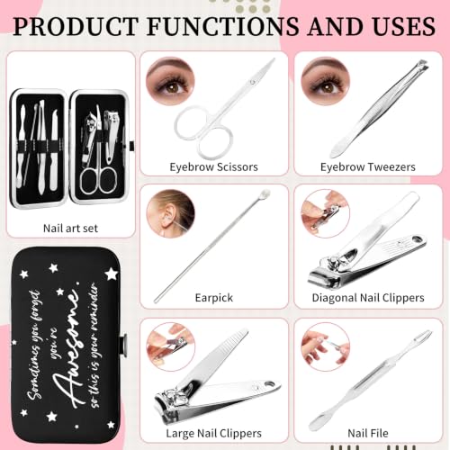 1 Set Manicure Kit Bulk 7 in 1 Steel Nail Clippers, Black