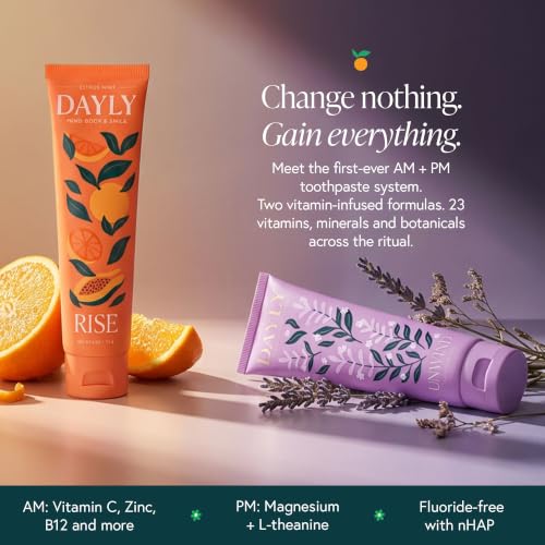 DAYLY AM/PM Nano Hydroxyapatite Toothpaste, Fluoride Free, 2 x 4oz Adult Ritual