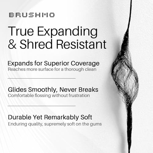 Brushmo Black Floss (BBFloss) - Expanding Floss, Gum-Friendly Soothing Mint Dental Floss, Natural Vegan Wax to Remove Plaque from Teeth, Dentist Designed PTFE & PFAS Free Oral Care, 5 Spools, 275 yd 165 Foot (Pack of 5) BB FLOSS