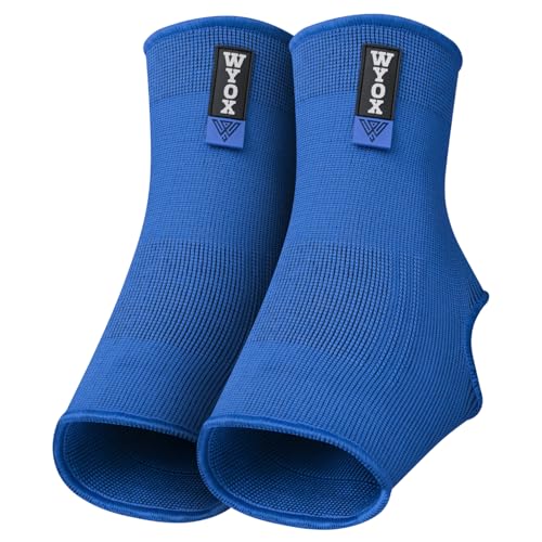 WYOX Ankle Brace & Wrist Wraps Bundle – Compression Ankle Support Sleeve for Sprain, Achilles Tendonitis + Adjustable Wrist Wraps for Weightlifting, Gym, Powerlifting & Sports Training (Unisex)