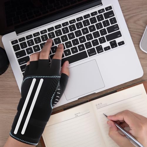 CHIYAN Carpal Tunnel Wrist Brace with Copper Arthritis Glove, Left and Right Hand Wrist Support for Day Night - LXL