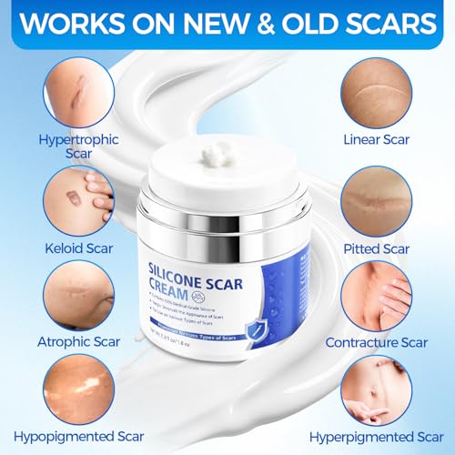 Scar Cream, Silicone Scar Gel, Professional Scar Removal Cream for Surgical Scars, Stretch Marks, Keloids, Burns, Acne, Old and New Scars, 1.76 oz (50ml) 50g