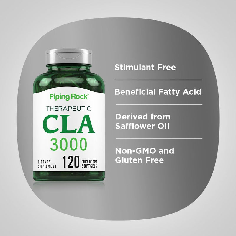 Piping Rock CLA Supplements | 3000mg | Conjugated Linoleic Acid | 120 Softgels | Non-GMO, Gluten Free - BeesActive Australia