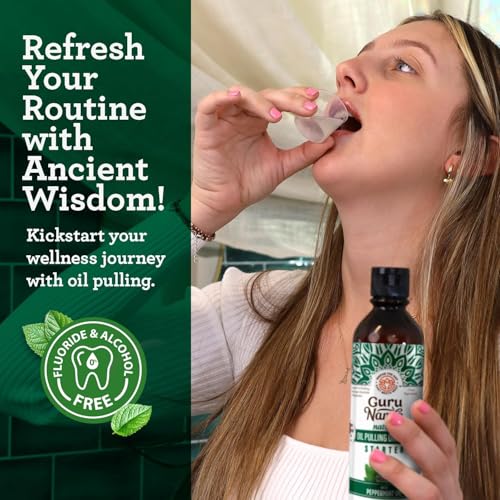 GuruNanda Complete Oral Wellness Kit – Coconut & Peppermint Oil Pulling & 4-Pack Fluoride-Free Toothpaste for Cleaner Mouth, Happy Gums & Brighter Smiles