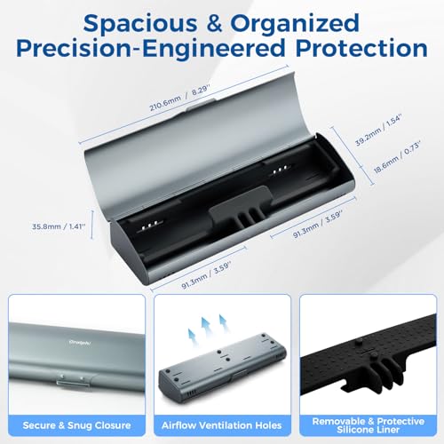 Aluminum Electric Toothbrush Travel Case, 2 in 1 Travel Toothbrush Holder for Oral B/Oral-B Pro 1000 1500 5000 and Most Electric Toothbrush for Traveling, Removable Silicone Liner-Grey Grey 1 Pack