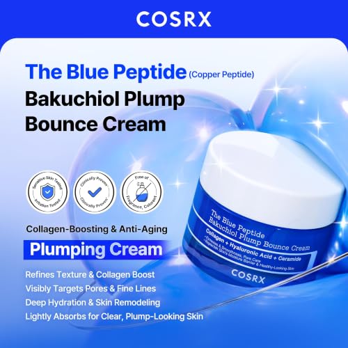 COSRX The Blue Copper Peptide Bakuchiol Cream, Korean Anti-Aging, 1.76 oz