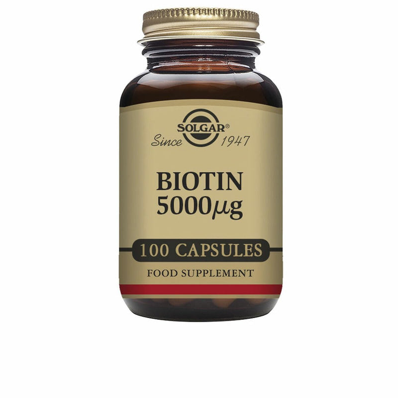 Solgar Biotin 5000 mcg - 50 Vegetable Capsules, Pack of 2 - Supports Healthy Skin, Nails & Hair - Non-GMO, Vegan, Gluten Free, Dairy Free, Kosher - 100 Total Servings