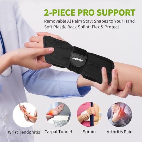 Jupiter Neoprene Wrist Brace - Adjustable, Relieves Pain from Carpal Tunnel, Tendonitis, Arthritis & Sprains, Unisex, Day & Night Wear，Left hand,XS/S Left Hand-Blue X-Small/Small