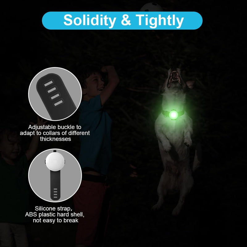 AUAUY Safety LED Flashing Light, 4 Modes Dog Light IPX68 Waterproof Pet Lights, USB Rechargeable Dogs Cats Light Pendant, Adjustable LED Light for Night Walks Running Camping Black Rechargeable - BeesActive Australia