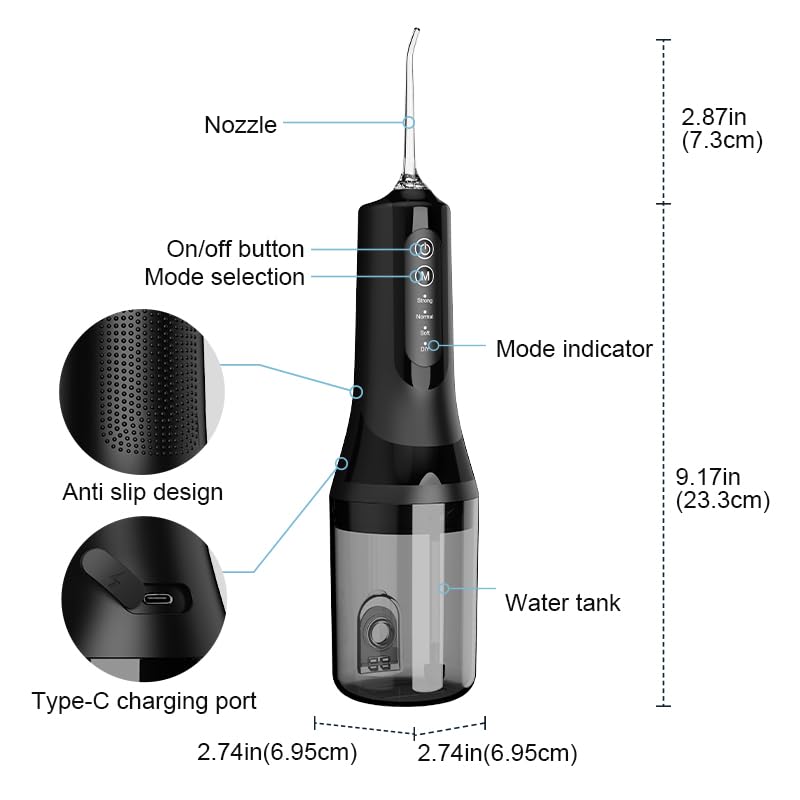 Water Flosser Cordless with 260ML Removable Tank, 4 Cleaning Modes, Oral Irrigator for Braces and Sensitive Gums(White) White