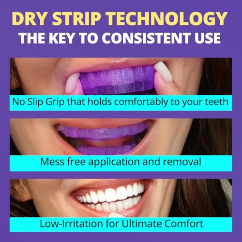 SAKYPRORAL Triple Whitening Strips, Long-Lasting Results, Enamel Safe & Low-Sensitivity, Purple Tooth whitening, Peppermint, 56 Count 56 Count (Pack of 1)