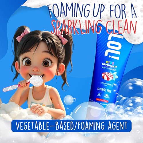LOL Kids Toothpaste 3-Flavors Pack | Nano Hydroxyapatite Toothpaste, Probiotics, Vitamins A, C, E | Safe if Swallowed, No SLS | 1 Peppermint, 1 Strawberry & 1 Melon Flavor