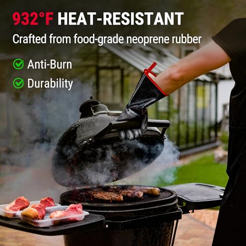 TempPro 932°F Heat Resistant BBQ Gloves, 14" Waterproof Oven & Grill Gloves
