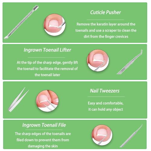 Ingrown Toenail Corrector Set, Professional Foot Care Kit for Ingrown Toenail Treatment & Removal, Toenail Straightener for Curved Pincer Thick Nails, Home Pedicure Tools for Men Women