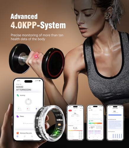 Diamond Smart Ring and Wireless Charging Case 【Industry Rank 1-1 Measurement Error】 Smart Ring for Women for man - Advanced Health Tracker for Wellness and Activity Tracking, Sliver 8# Black 8#