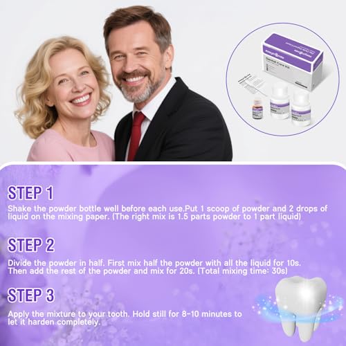 Tooth Repair Kit for Broken Teeth, Dental Cement Temporary Filling Zinc Oxide Eugenol Glue for Chipped Missing Teeth,Crowns & Bridges White