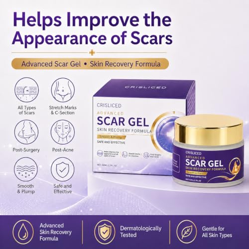 Silicone Scar Gel for Old & New Scars Advanced Scar Care Cream with Dimethicone Helps Improve the Appearance of Surgical Scars C-Section Scars Acne Marks Stretch Marks & Burns 1.70OZ (50ML) 50ML