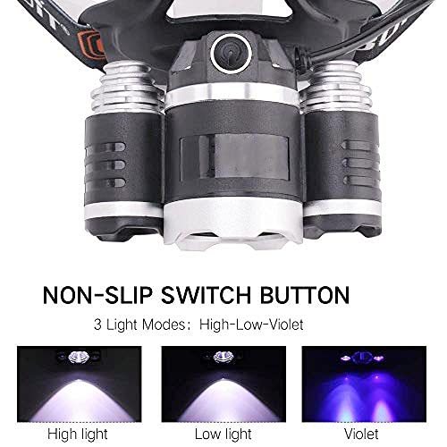 BESTSUN UV Headlamp, Blacklight Headlight Rechargeable 395-400nm Black Light Head Lamp for Resin Curing, Rock Hounds, Detecting Scorpions, Auto Oil HVAC Leaks, Pet Urine Stains(White Light + UV)