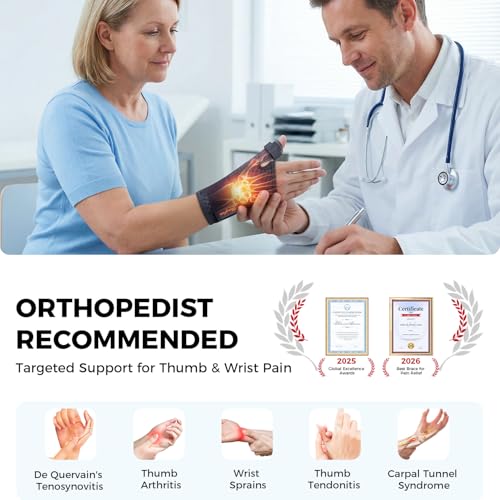 Medical-Grade Pain Relief Thumb Spica Splint, Right/Left Hand Thumb Brace Fit both hand-M