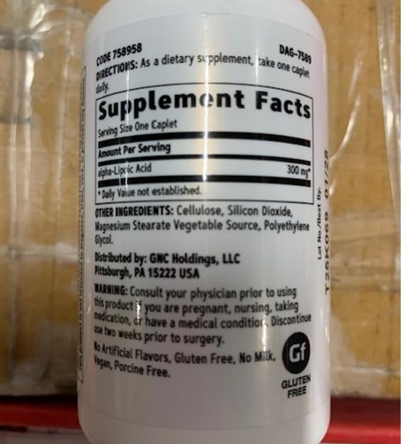 GNC Alpha-Lipoic Acid 300mg, Antioxidant Regeneration, 60 Count | Supports Regeneration of Vitamin E, Vitamin C and Glutathione, Promotes Cell Energy Production, Gluten-Free and Dairy-Free