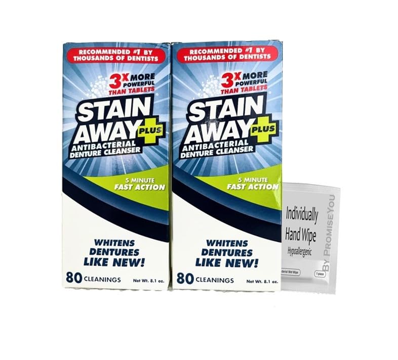 Stain Away Plus Denture Cleanser 5-Minute Fast Action 8.1oz. (Pack of 2)