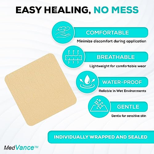 MedVance Silicone Adhesive Foam Dressing Without Border, 4"x4", Box of 10 4"x4" 10 Pack