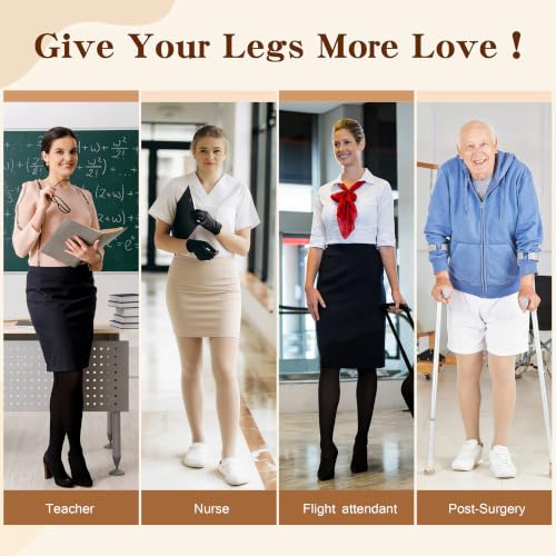 20-30 mmHg Medical Graduated Compression Pantyhose for Women Men Beige Large
