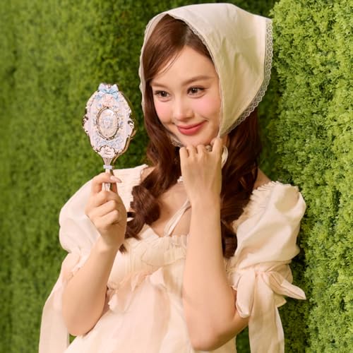 Flower Knows Bunny Garden Hand Mirror, Blue Decorative Makeup Mirror Bunny Garden-cloudy Blue 8.4"L x 4.2"W