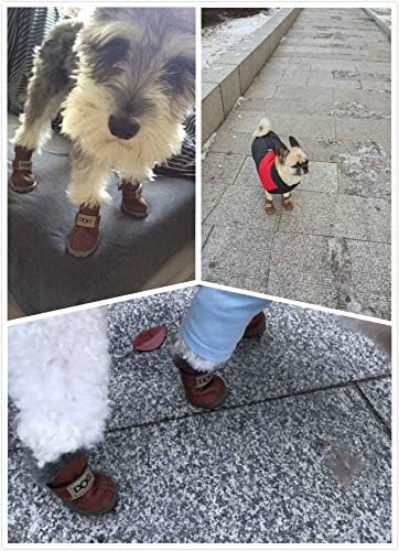 Various Size Soft Small Pet Winter Dog Boots Skidproof Soft Snowman Winter Warm Anti-Slip Sole Paw Protectors for Little Puppy Shoes 4PCS (L, Brown) L - BeesActive Australia