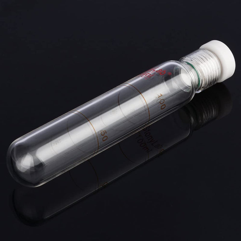 stonylab Test Tube with PTFE Screw Cap, Borosilicate Glass Graduated Colorimetric Tube Culture Tube 100 ml