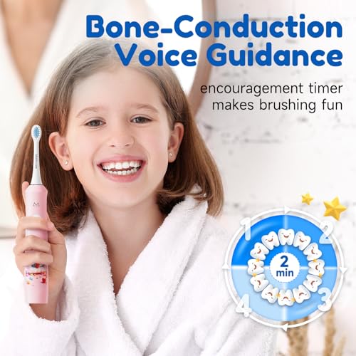 Kids Electric Toothbrush with Voice Encourage, for Ages 3+, Blue