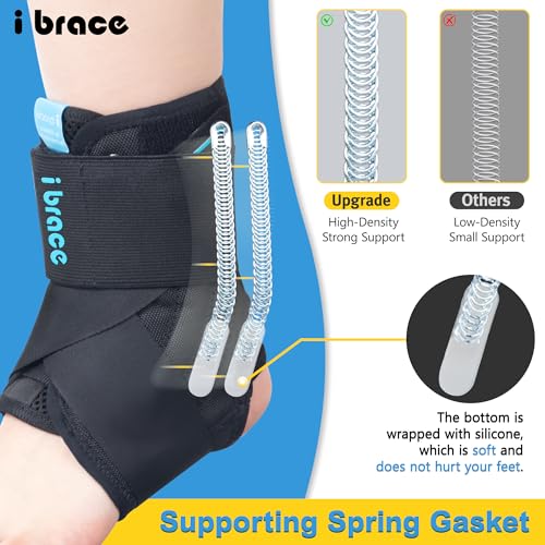 Ankle Brace, Lace Up Adjustable Support, Ankle Stabilizer for Running, Basketball, Injury Recovery, Sprain, Suitable for Men and Women, Black, Single Small