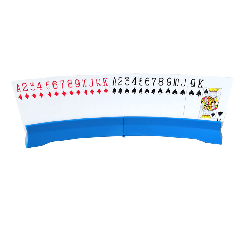2 Pack Playing Cards Holder for Bridge Canasta Card Game - Foldable Card Holders for Playing Cards - Curved Playing Card Rack for Adults Seniors Arthritis 2 blue