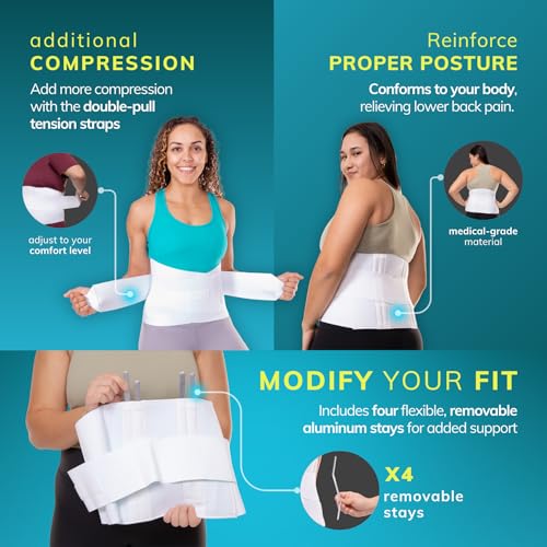 BraceAbility Low Back Compression Brace - Wraparound Lumbar Support Belt for Herniated or Bulging Discs, Pinched Nerve Pain Relief, Degenerative Disc Disease and Hip Strains for Men and Women (L) L