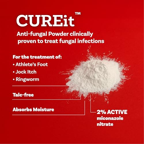 Antifungal Powder - 2% Miconazole Nitrate Treatment for Athlete’s Foot, Jock Itch & Ringworm, Talc-Free Moisture Control, Relieves Itching, Burning & Chafing - 2.5 oz Pack of 1