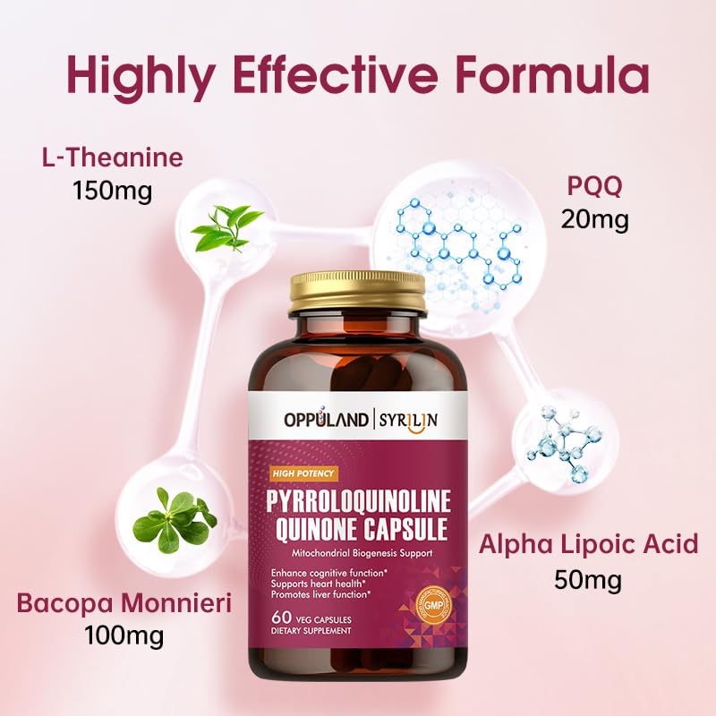 Pyrroloquinoline Quinone-PQQ Supplement 20 mg-Supports Heart Health*-Gluten-Free,Non-GMO,Vegetarian-60 Veg Capsules