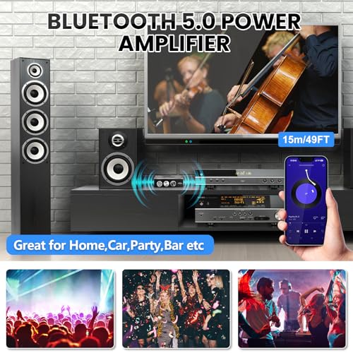 Audio Amplifier Board, ZK-1602T Bluetooth 5.0 Power Amp for Home Speakers Black3 ZK-1602T(160W X 2)