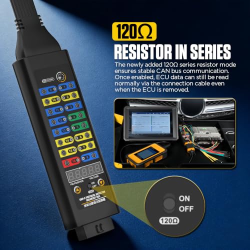 OBD2 Breakout Box 16-Pin CAN with Voltage Display & 120Ω Resistor Pro