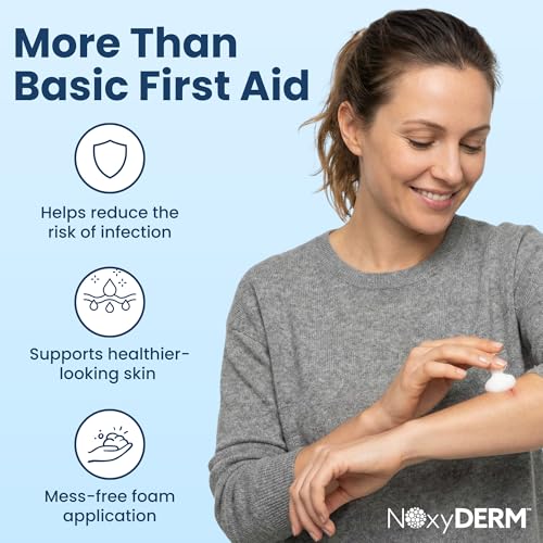 Premium First Aid Antiseptic Foam for Cuts, Scrapes, Burns and Wound Care. Benzalkonium Chloride Formula. Formulated with Nitric Oxide for Elevated Skin Support. 1oz. NOxyDERM 1 Ounce