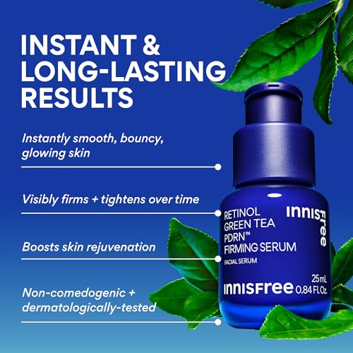 innisfree Green Tea PDRN Serum | Korean Skincare with Retinol & Hyaluronic Acid for Hydrating, Anti‑Aging Care and Wrinkles | Suitable for Acne‑Prone & Sensitive Skin | Available in Jumbo & Gift Set 0.84 fl. oz. / 25ml: Full Size
