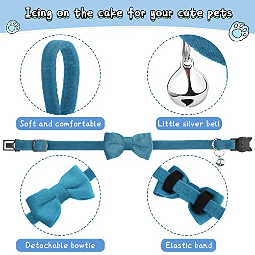 4 Pieces Cat Bow Tie Collar with Bell Breakaway Cat Collar Comfortable Velvet Cat Collar with Cute Safety Pet Collar for Pet Kitten Puppy (Black, Gray, Dark Green, Blue,Small) S Black, Gray, Dark Green, Blue - BeesActive Australia