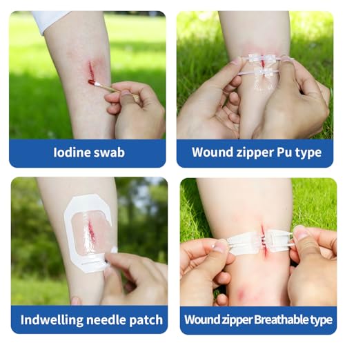 16 Pcs-Emergency Butterfly Bandages Wound Closure Device,Sterile Laceration Closure Strips,Zip Stitch Cut Closure Kit,Stitchless,Painless Bandaids Alternative for Home,Travel & Outdoor First Aid Kit