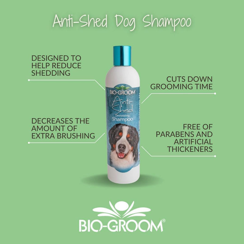 Bio-Groom Anti-Shed Deshedding Dog Shampoo - Odor Eliminating, Anti-Shedding, Dog Bathing Supplies, Puppy Wash, Cat & Dog Grooming Supplies, Cruelty-Free, Made in USA, Dog Products - 12 fl oz 1-Pack - PawsPlanet Australia