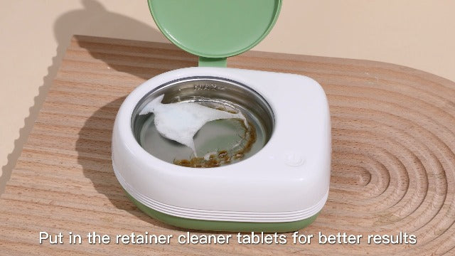 50kHz Cordless Ultrasonic Retainer Cleaner Machine Rechargeable Portable Wireless Retainer Cleaner USB Fast Charge 2000mAh Battery Charge Once Use 8 Times Small Travel Size 80ml