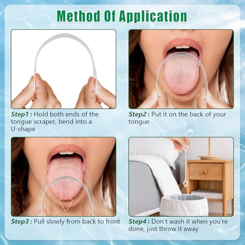100 Count Disposable Tongue Scraper, Plastic Tongue Cleaner for Adults Kids 100 Count