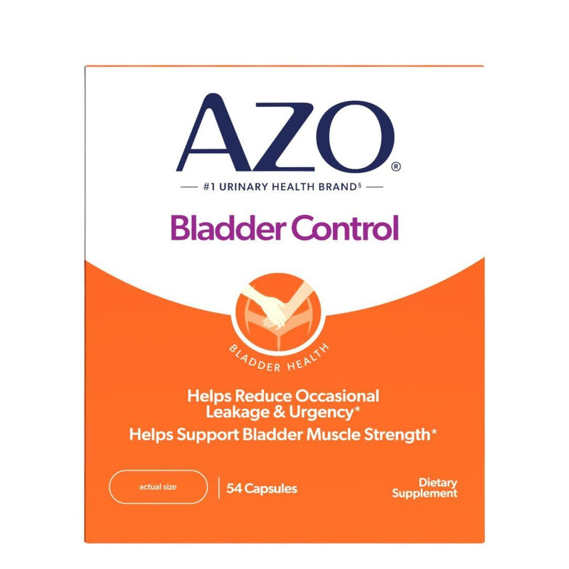 AZO Bladder Control with Go-Less Daily Supplement | Helps Reduce Occasional Urgency* | Helps reduce occasional leakage due to laughing, sneezing and exercise | 54 Count Capsules 54 Count (Pack of 1)