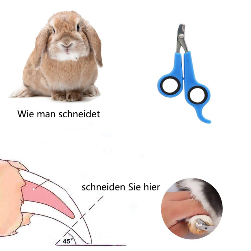 Rabbit Grooming Brush, Small Pet Hair Brush Kit Rabbit Brush, Massage Brush Bunny Nail Clippers Small Pet Grooming Brush Kit for Cats, Puppies, Rabbits, Hamsters (Blue) - BeesActive Australia